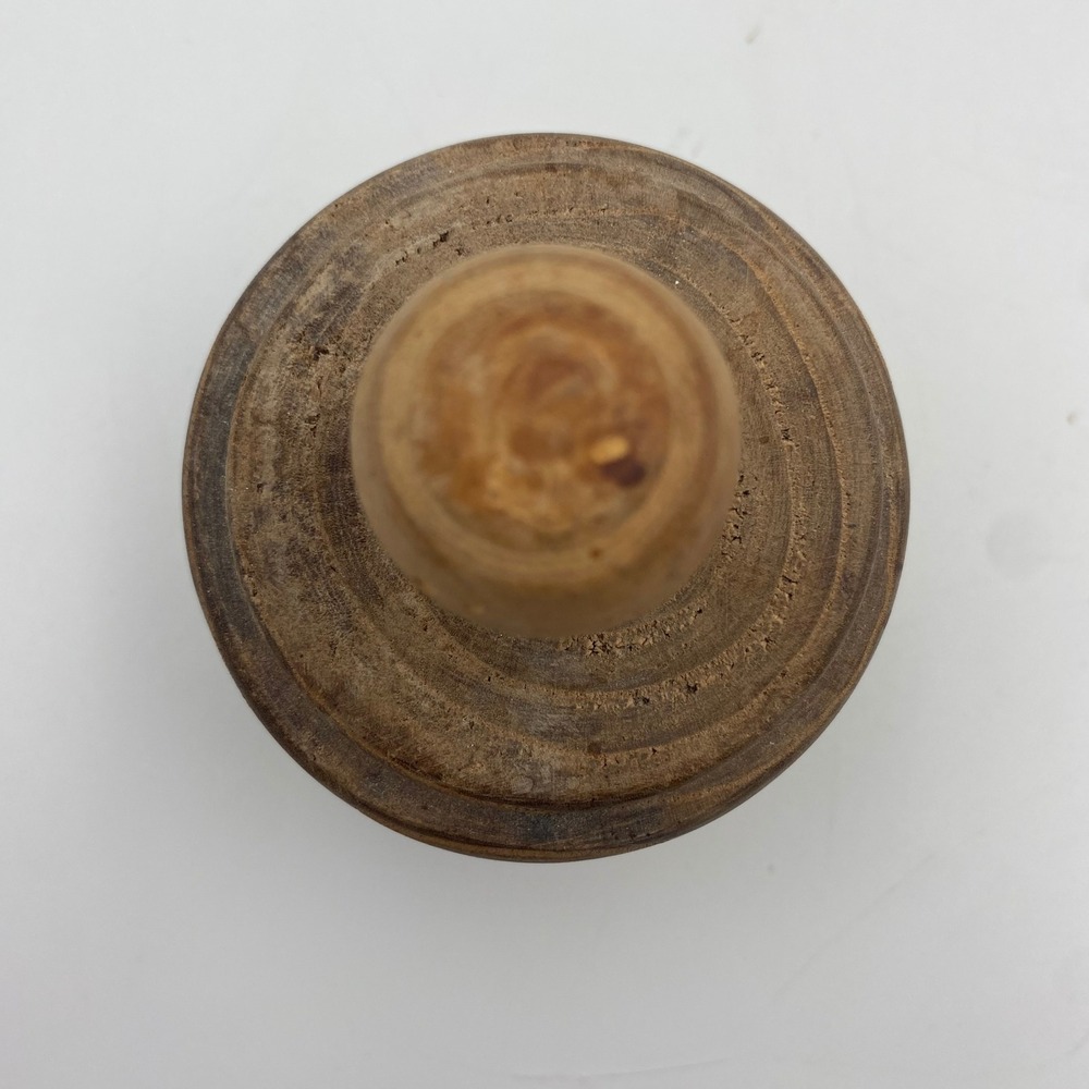 Antique Primitive Wooden Butter Mold Hand Carved Flower Design Plunger 4.5 Inch - Picture 3 of 7